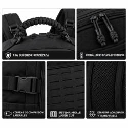 MORRAL TACTICO LASER NEGRO 55 L - Imagen 2